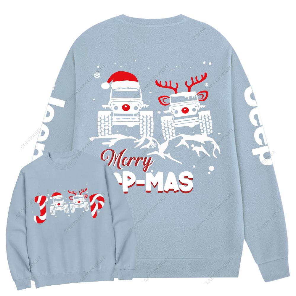 Santa Deer Candy Jp Merry Christmas Double Printed Crew Neck Sweatshirt