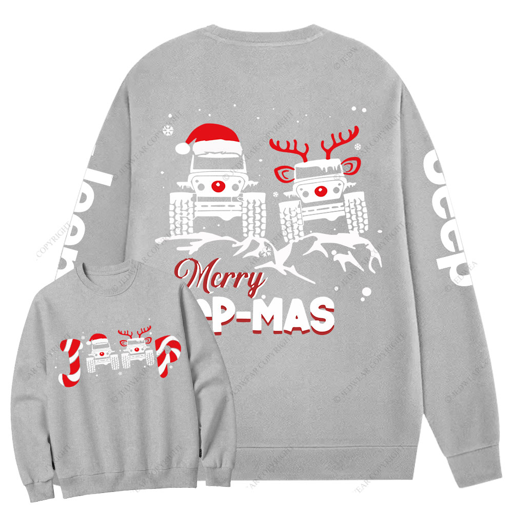 Santa Deer Candy Jp Merry Christmas Double Printed Crew Neck Sweatshirt