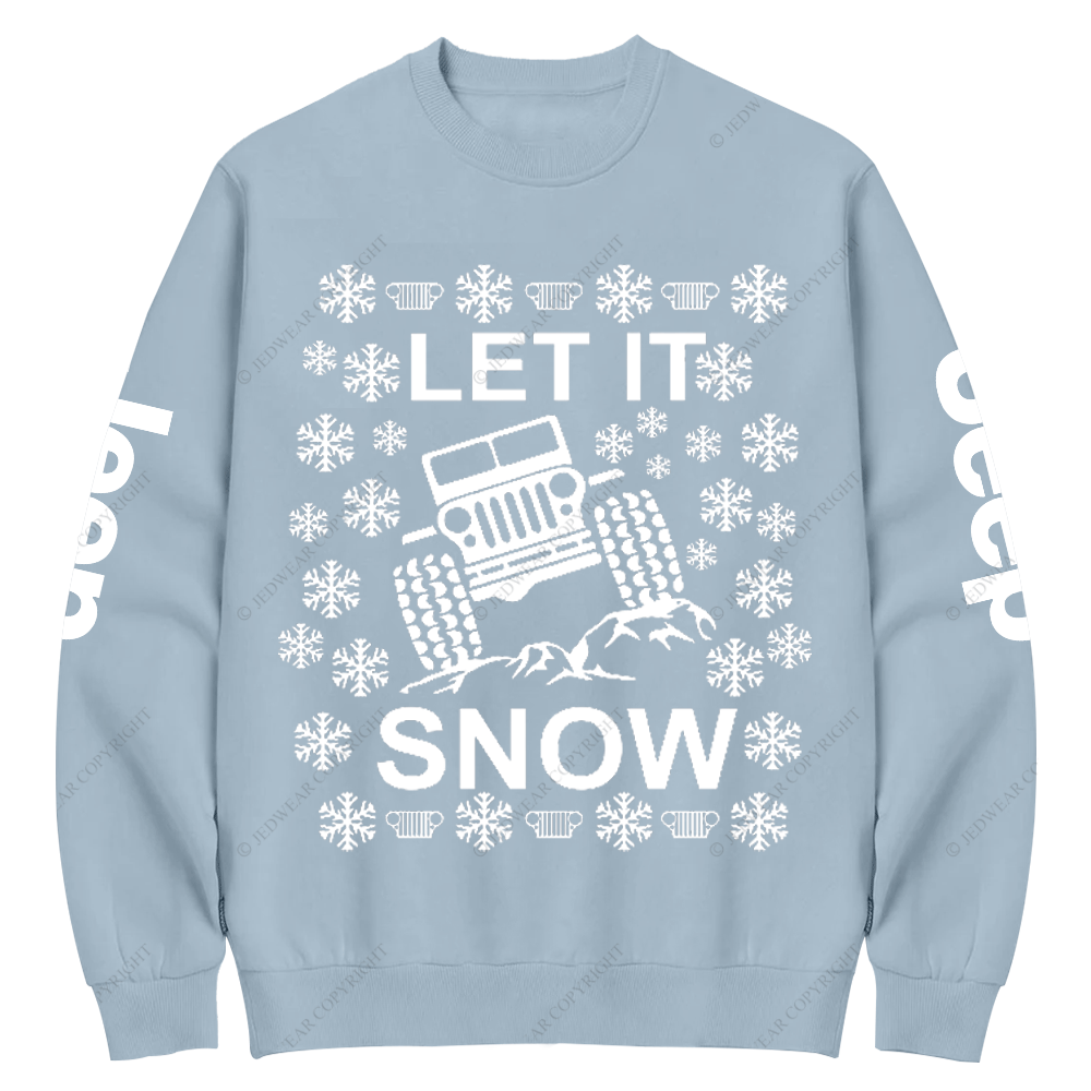 Let It Snow Funny 4x4 Offroad Ugly Christmas Jp Crew Neck Sweatshirt