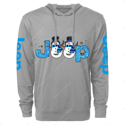 Jp Snowman Blue Snowy Christmas Oversized Lightweight Hoodie