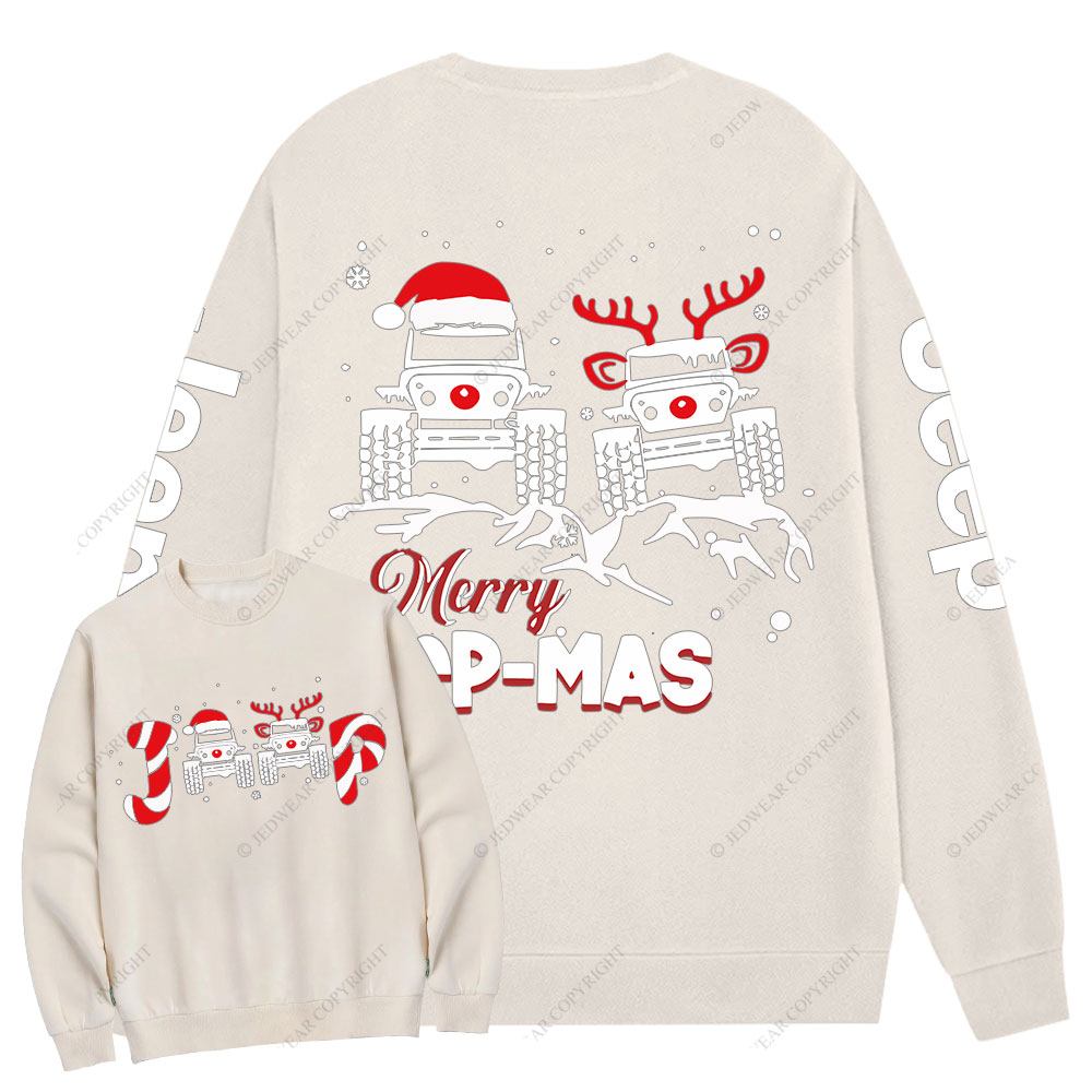Santa Deer Candy Jp Merry Christmas Double Printed Crew Neck Sweatshirt