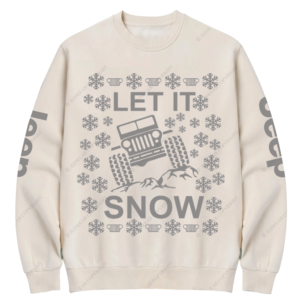 Let It Snow Funny 4x4 Offroad Ugly Christmas Jp Crew Neck Sweatshirt