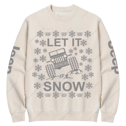 Let It Snow Funny 4x4 Offroad Ugly Christmas Jp Crew Neck Sweatshirt