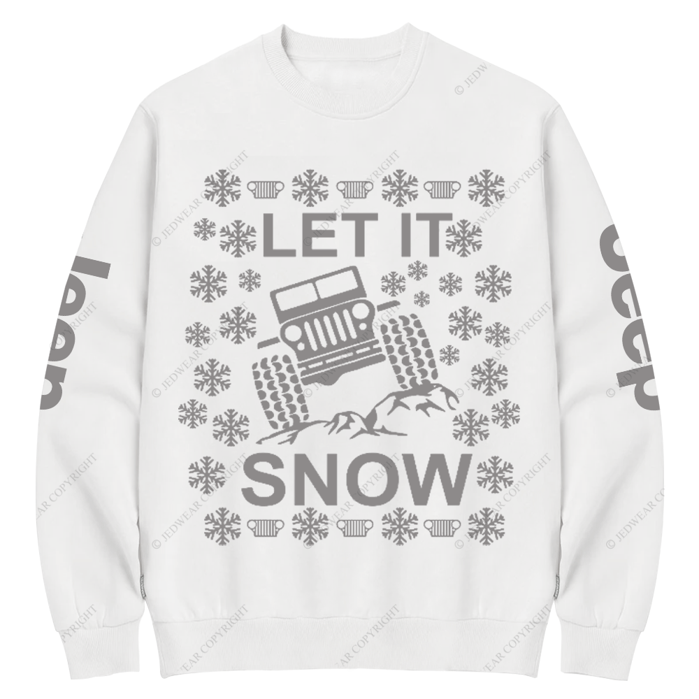 Let It Snow Funny 4x4 Offroad Ugly Christmas Jp Crew Neck Sweatshirt