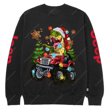 Santa Dinosaurs Drive Jp Men Crew Neck Sweatshirt