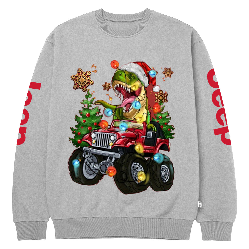 Santa Dinosaurs Drive Jp Men Crew Neck Sweatshirt