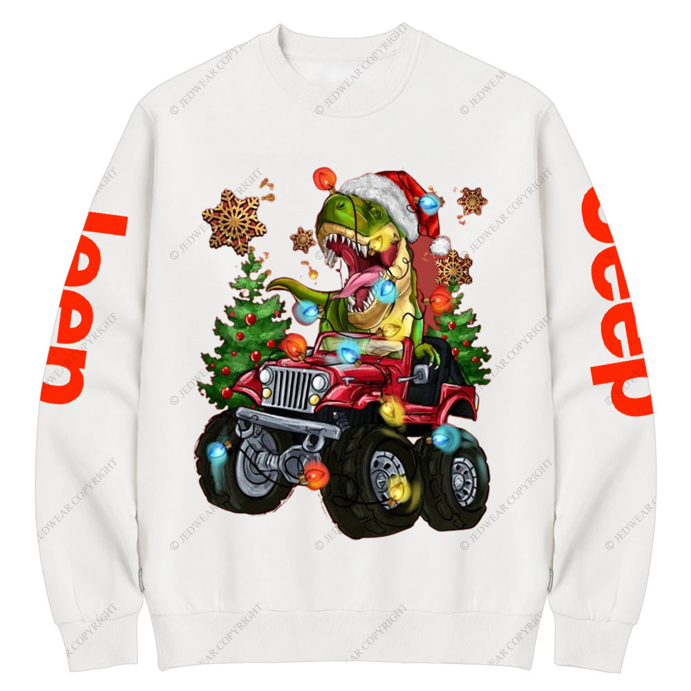 Santa Dinosaurs Drive Jp Men Crew Neck Sweatshirt