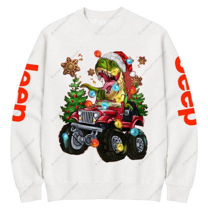 Santa Dinosaurs Drive Jp Men Crew Neck Sweatshirt