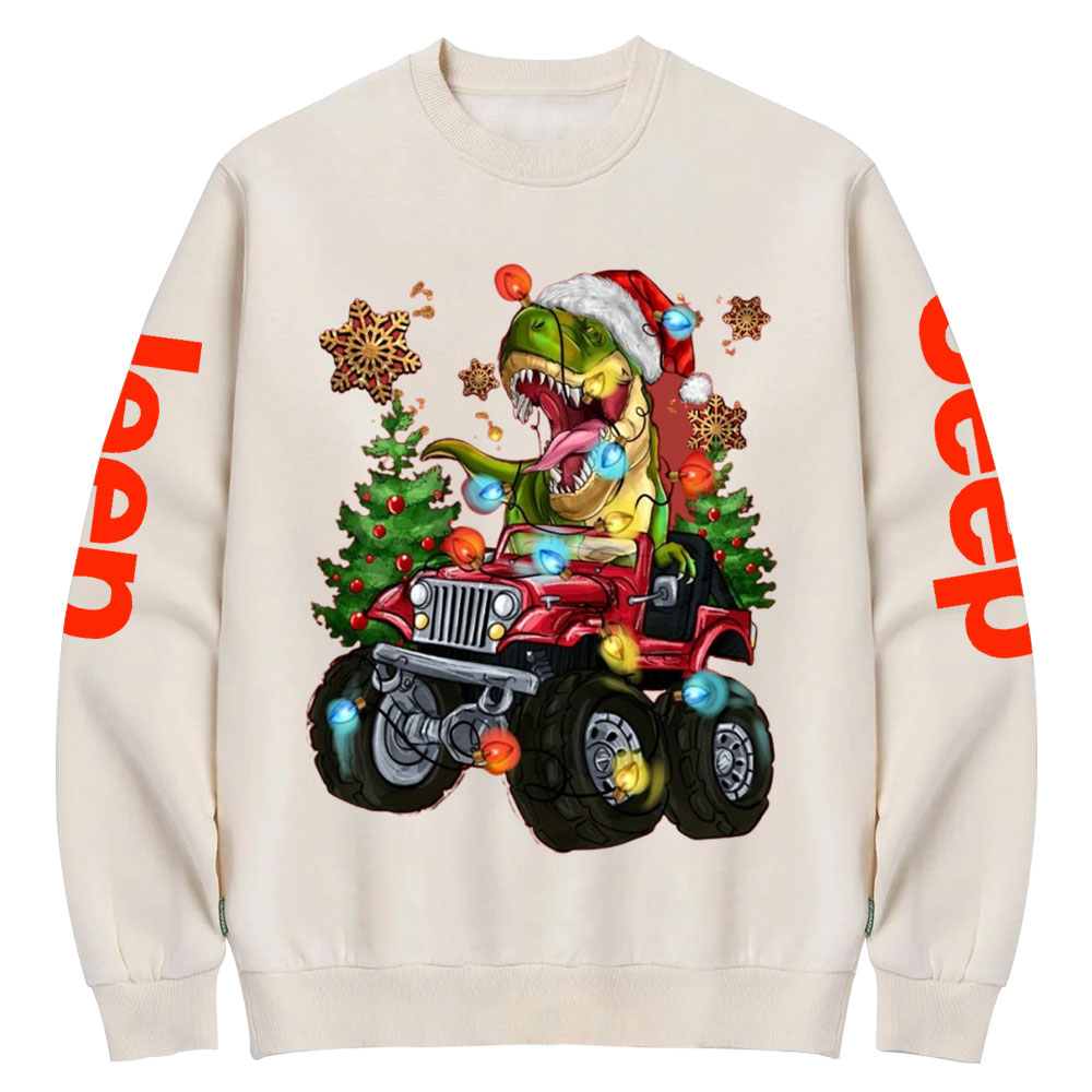 Santa Dinosaurs Drive Jp Men Crew Neck Sweatshirt