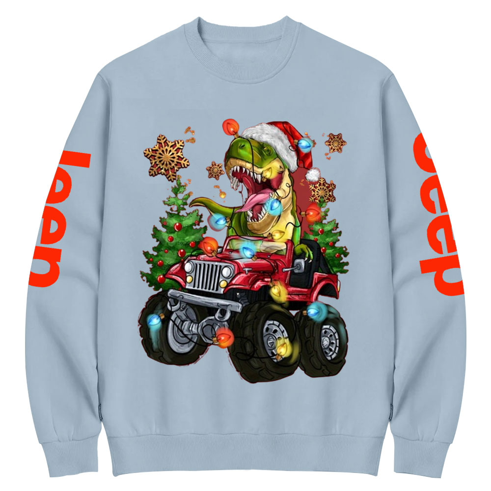 Santa Dinosaurs Drive Jp Men Crew Neck Sweatshirt