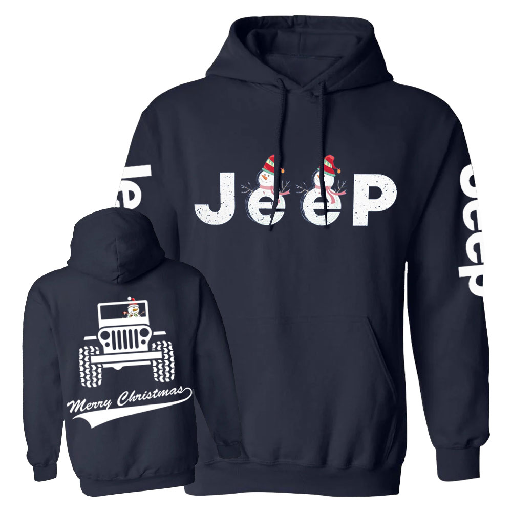 Merry Christmas Snowman Jp Double Printed Casual Hoodie