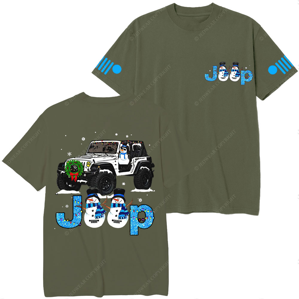 Blue Jp Snowman Snowy Christmas T-Shirt