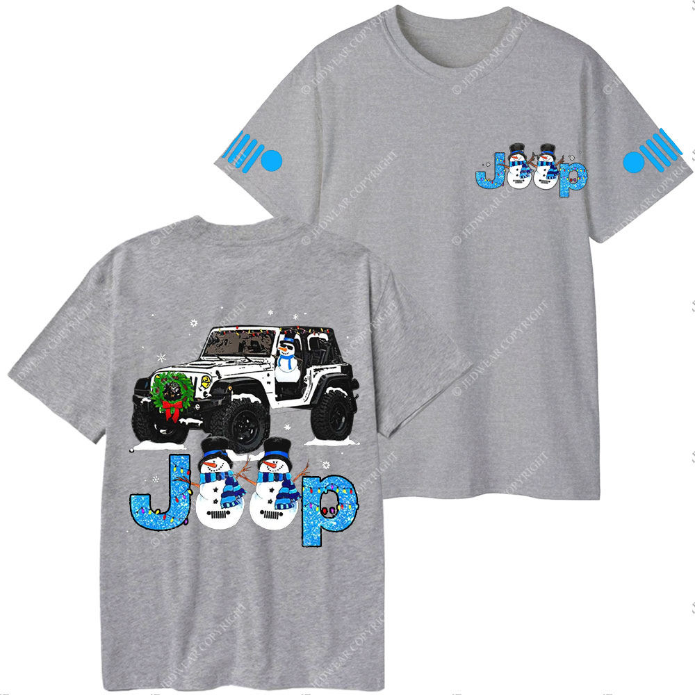 Blue Jp Snowman Snowy Christmas T-Shirt