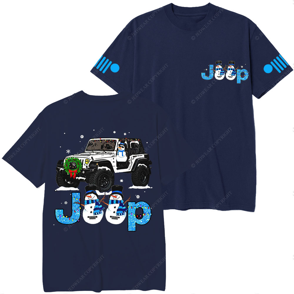 Blue Jp Snowman Snowy Christmas T-Shirt