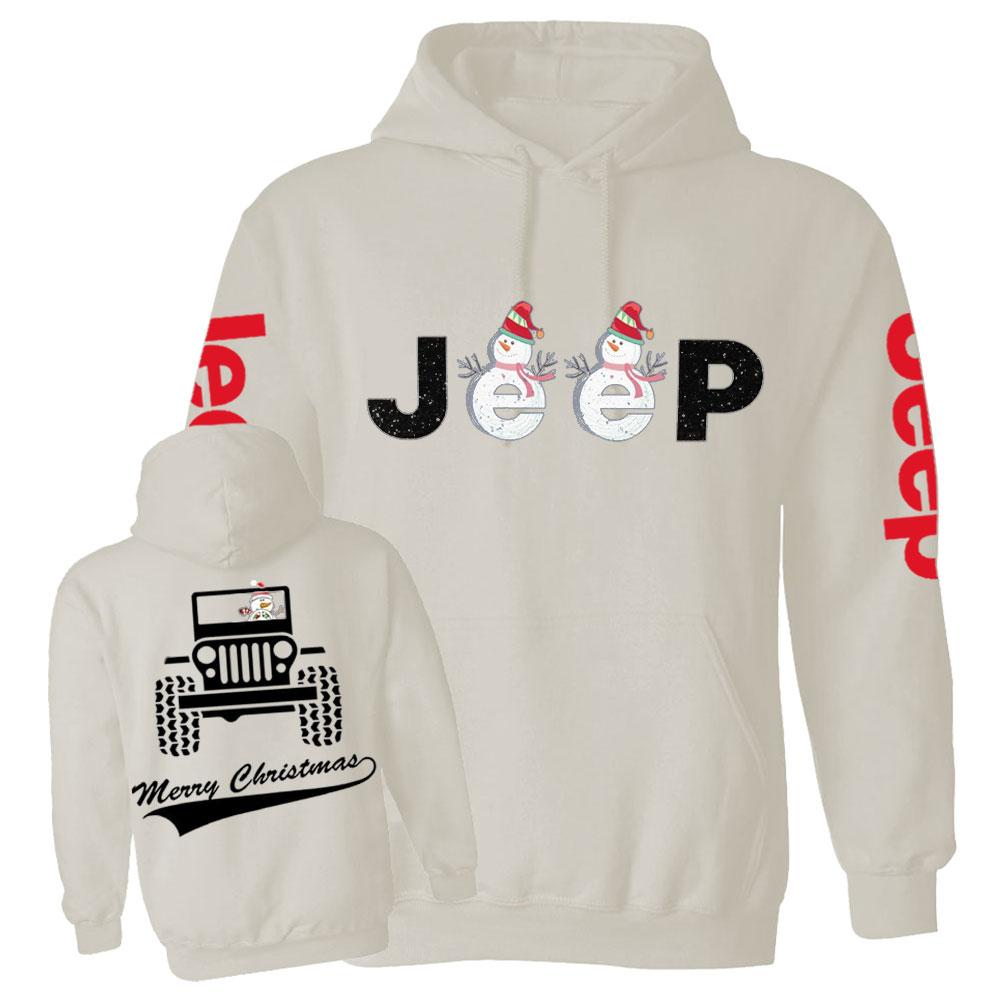 Merry Christmas Snowman Jp Double Printed Casual Hoodie