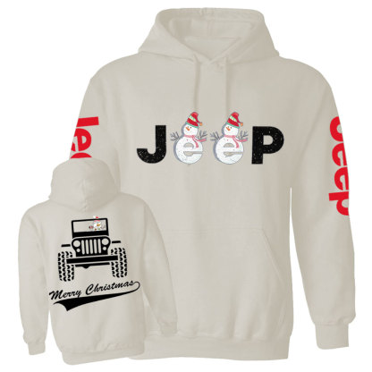 Merry Christmas Snowman Jp Double Printed Casual Hoodie