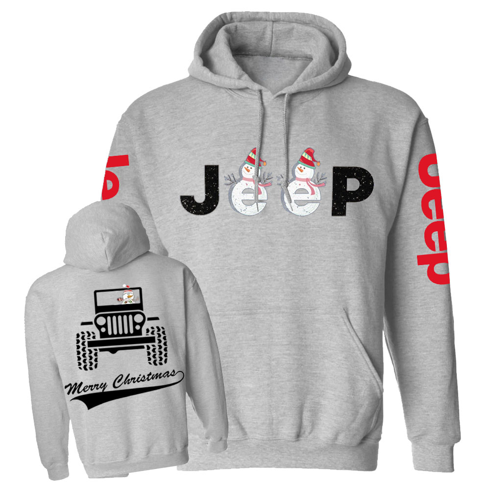 Merry Christmas Snowman Jp Double Printed Casual Hoodie