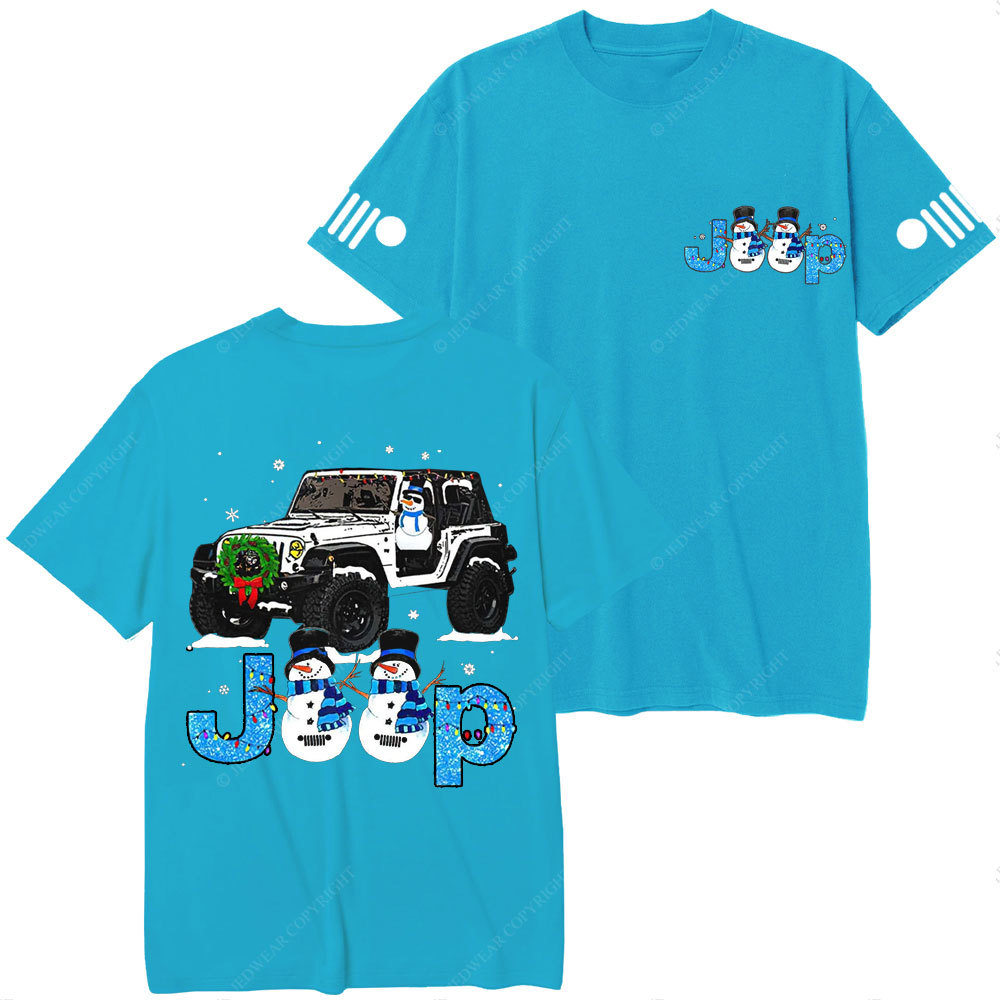 Blue Jp Snowman Snowy Christmas T-Shirt