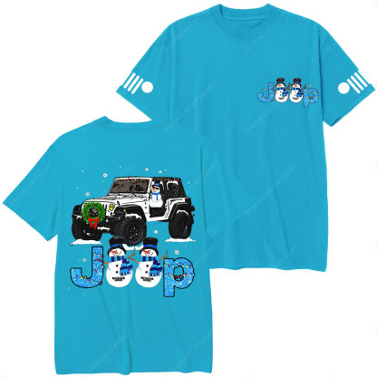 Blue Jp Snowman Snowy Christmas T-Shirt