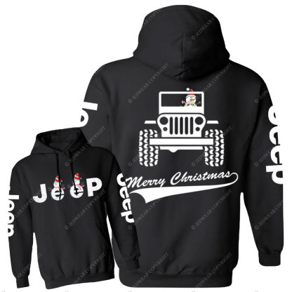 Merry Christmas Snowman Jp Double Printed Casual Hoodie