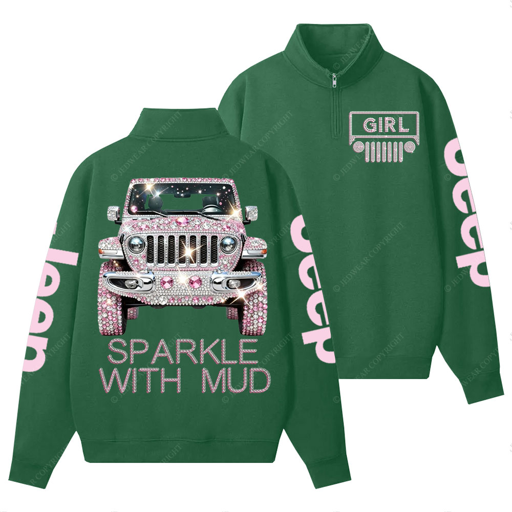 Sparkle with Mud Diamond Jp Girl Half-Zip Jacket Sweatshirt