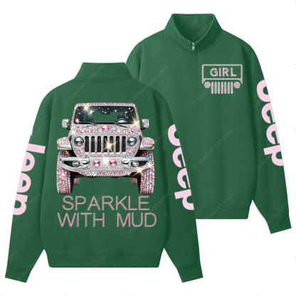 Sparkle with Mud Diamond Jp Girl Half-Zip Jacket Sweatshirt