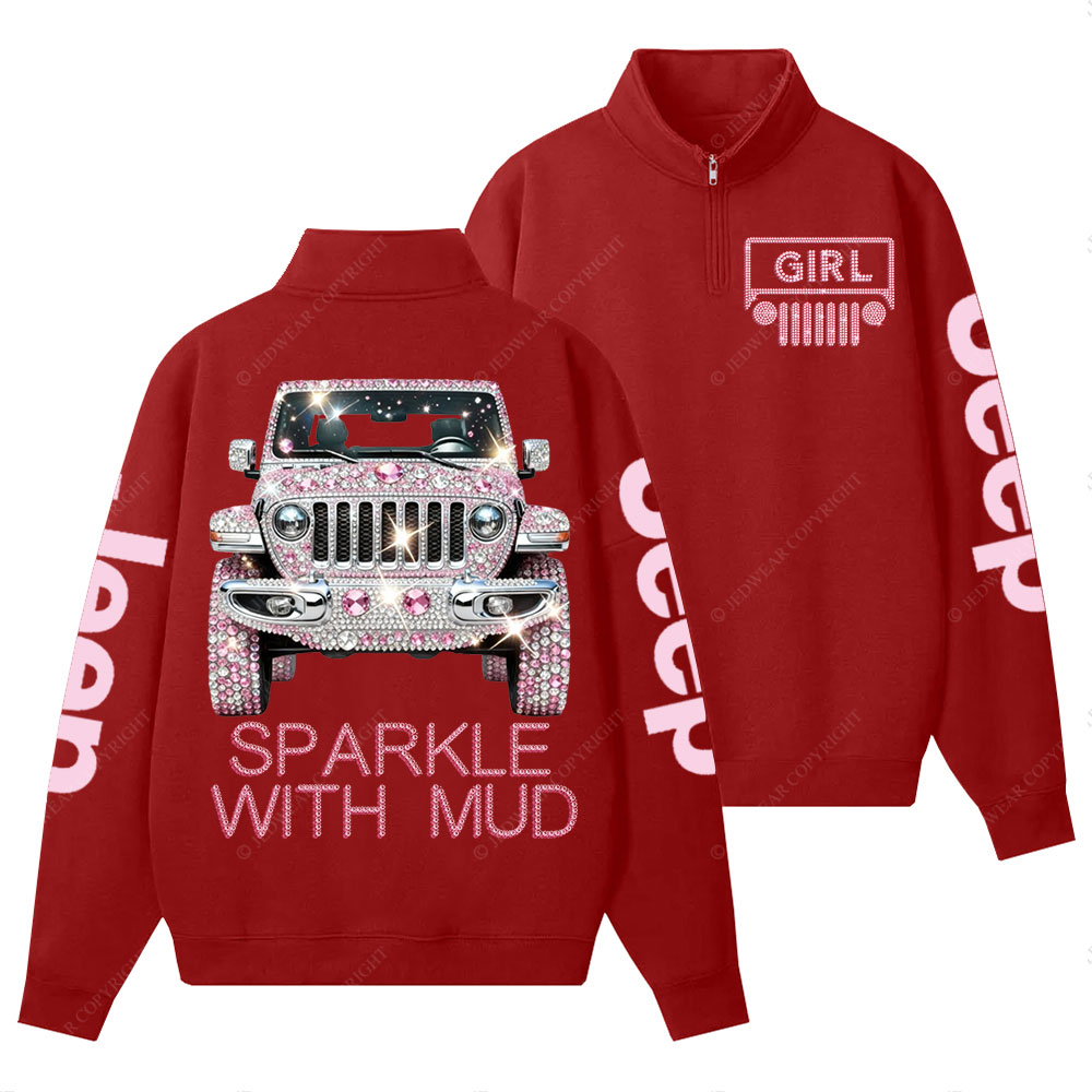 Sparkle with Mud Diamond Jp Girl Half-Zip Jacket Sweatshirt