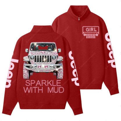 Sparkle with Mud Diamond Jp Girl Half-Zip Jacket Sweatshirt