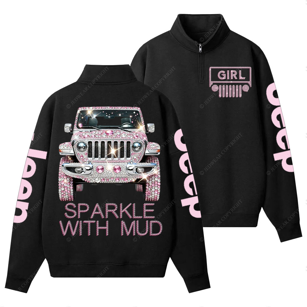 Sparkle with Mud Diamond Jp Girl Half-Zip Jacket Sweatshirt