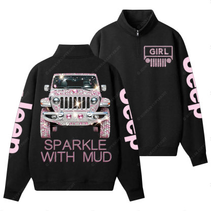 Sparkle with Mud Diamond Jp Girl Half-Zip Jacket Sweatshirt