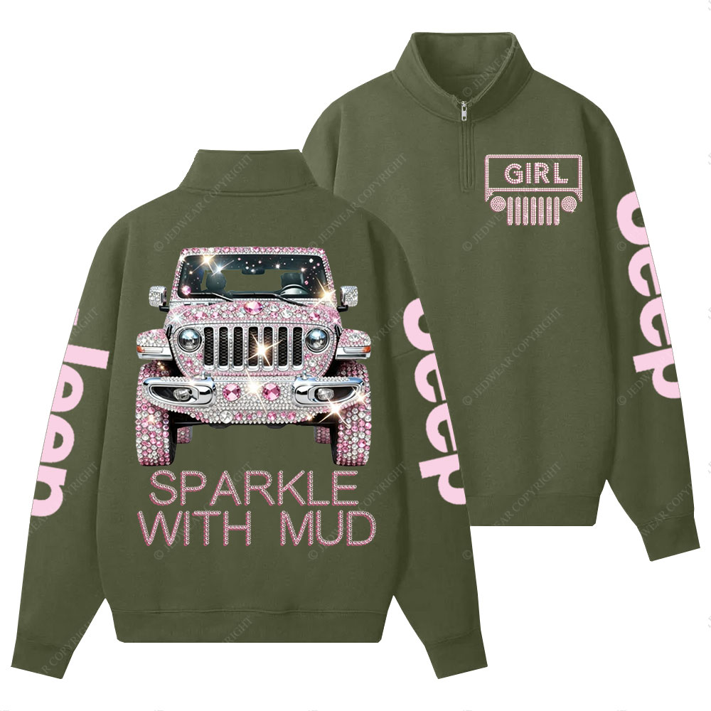 Sparkle with Mud Diamond Jp Girl Half-Zip Jacket Sweatshirt