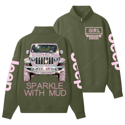 Sparkle with Mud Diamond Jp Girl Half-Zip Jacket Sweatshirt