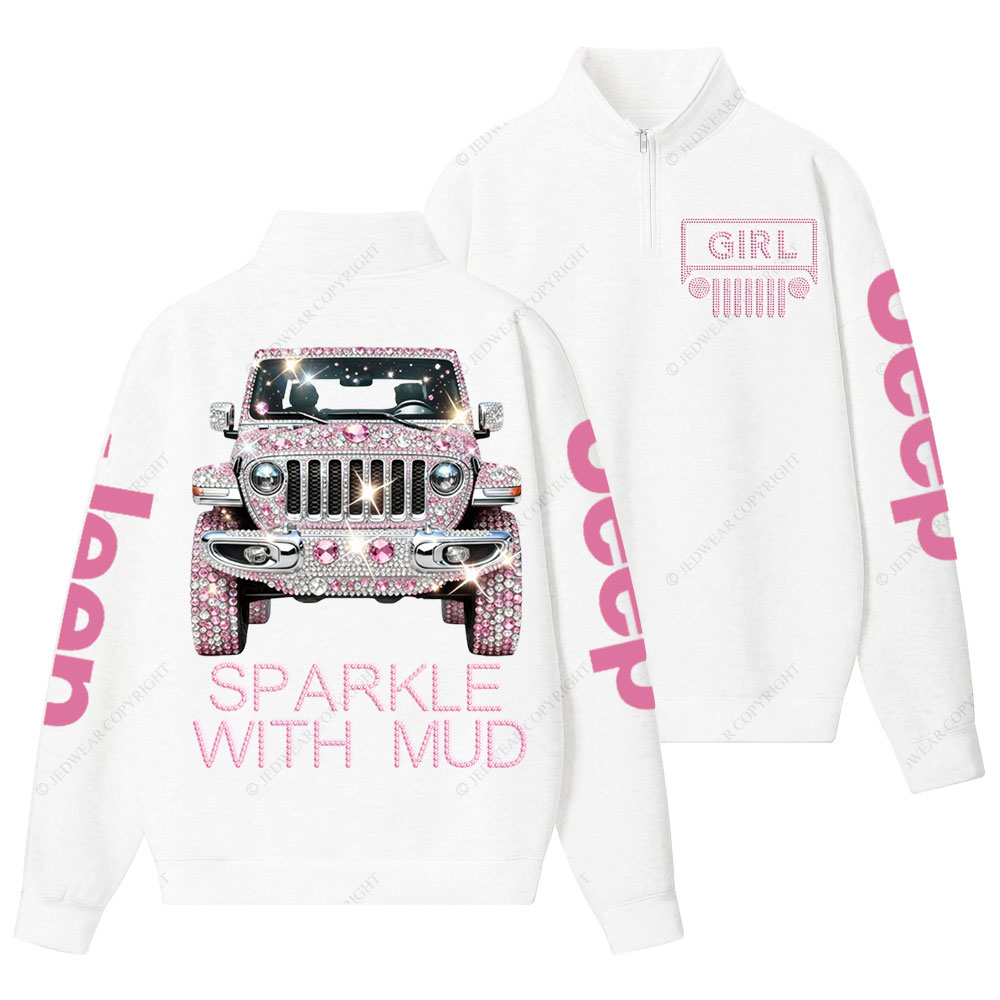 Sparkle with Mud Diamond Jp Girl Half-Zip Jacket Sweatshirt