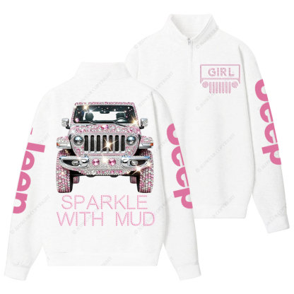 Sparkle with Mud Diamond Jp Girl Half-Zip Jacket Sweatshirt