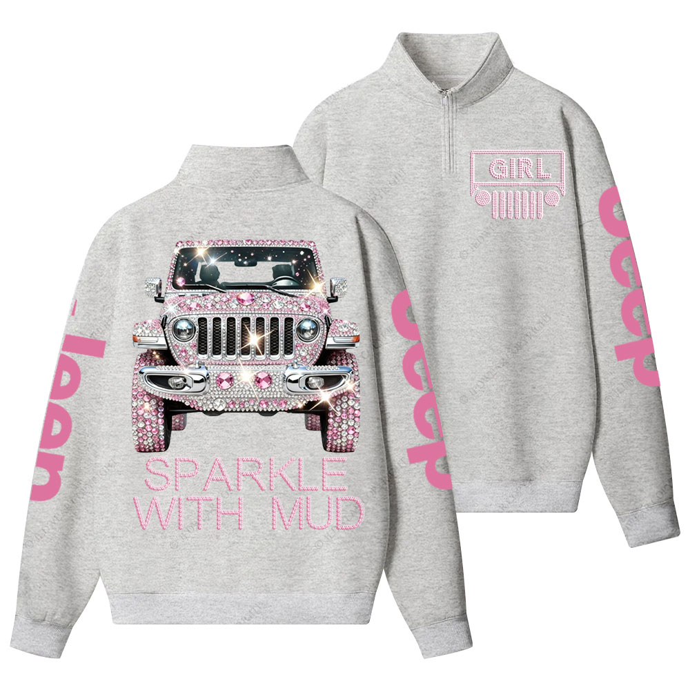 Sparkle with Mud Diamond Jp Girl Half-Zip Jacket Sweatshirt
