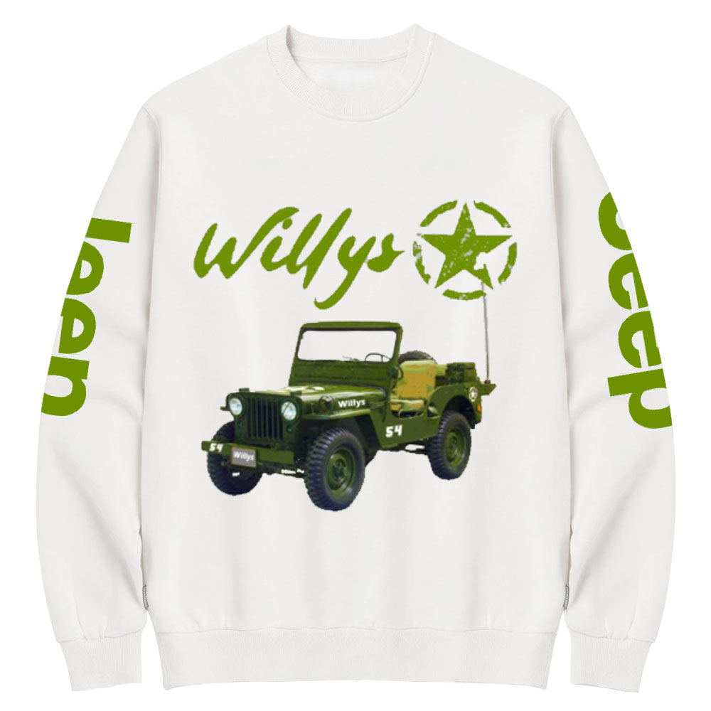 Willys Army Green Star Crew Neck Sweatshirt