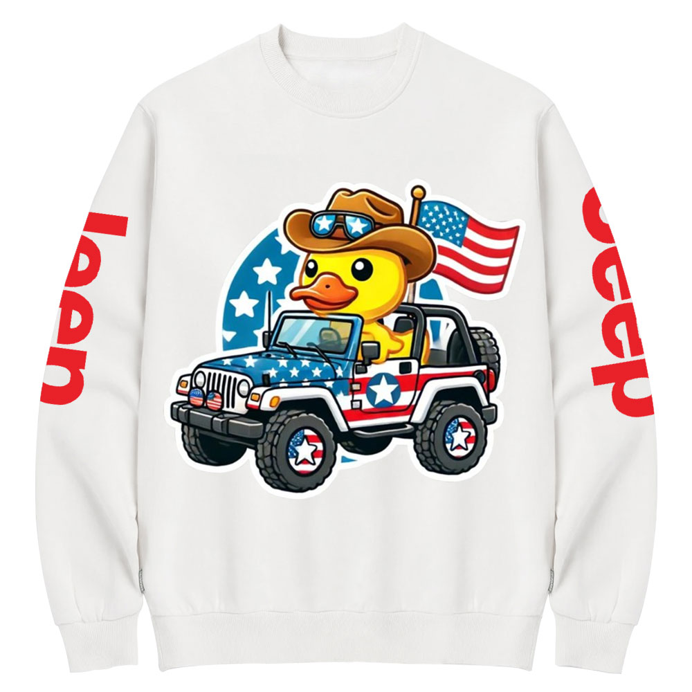 Patriotic All American Duck Duck Flag Jp Crew Neck Sweatshirt