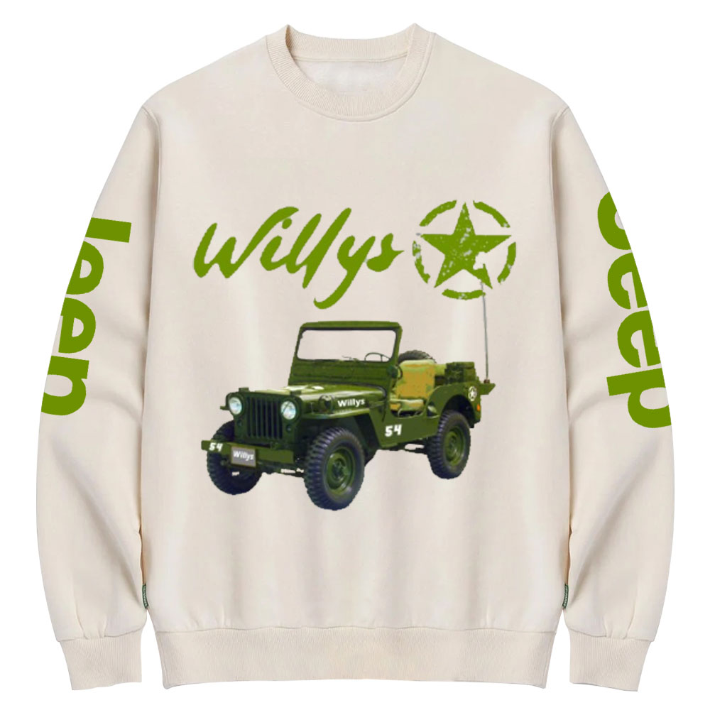 Willys Army Green Star Crew Neck Sweatshirt