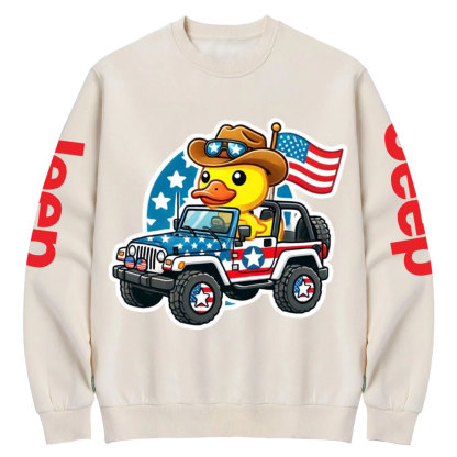 Patriotic All American Duck Duck Flag Jp Crew Neck Sweatshirt
