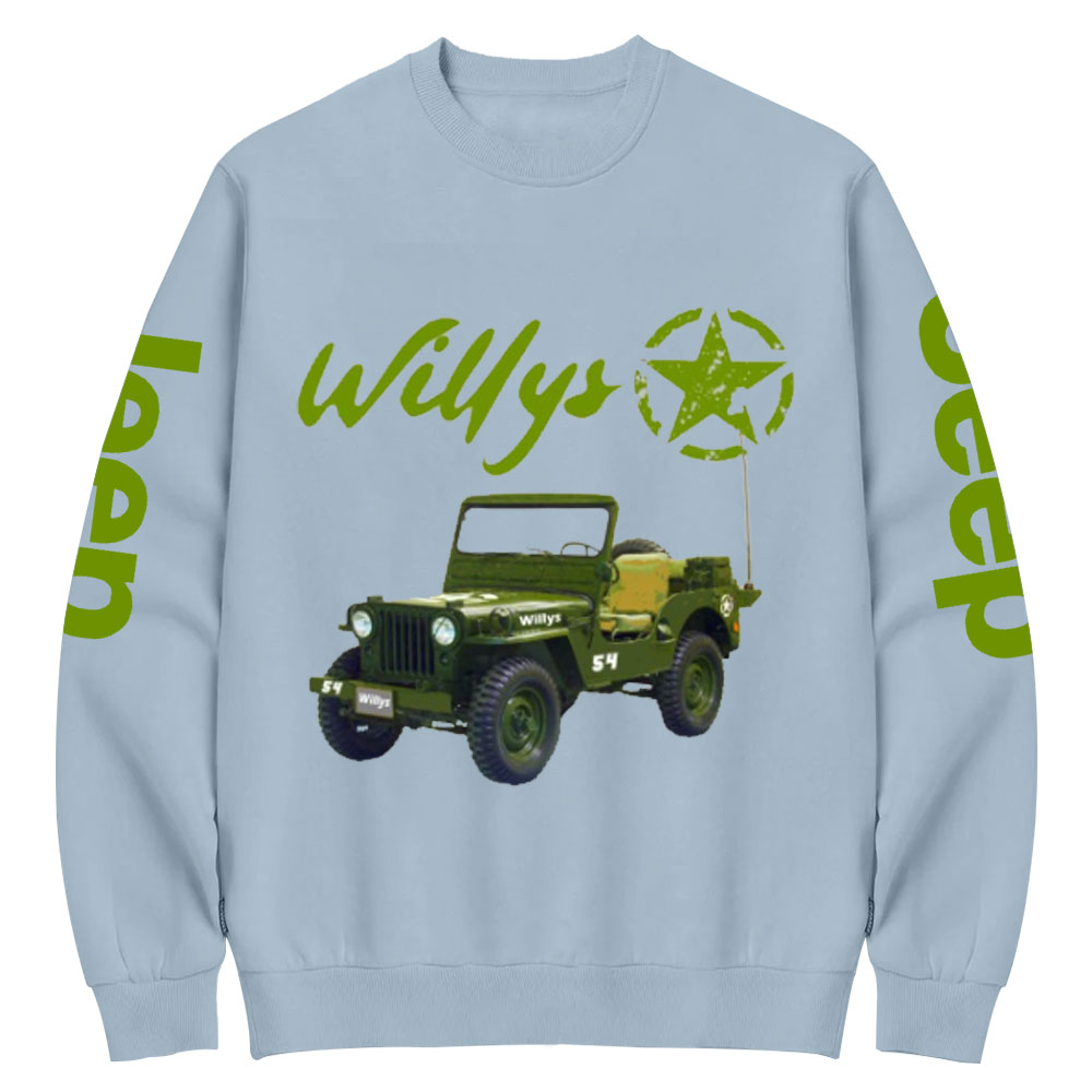 Willys Army Green Star Crew Neck Sweatshirt