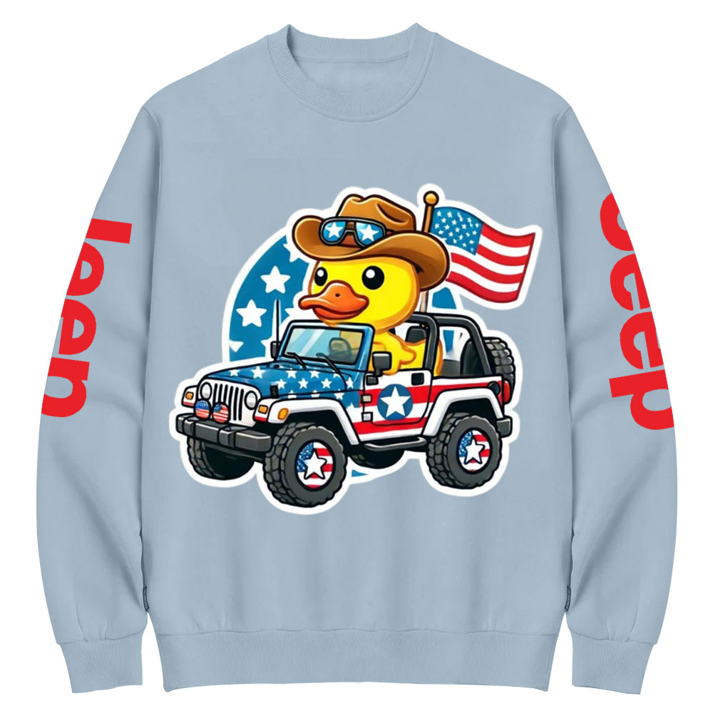 Patriotic All American Duck Duck Flag Jp Crew Neck Sweatshirt