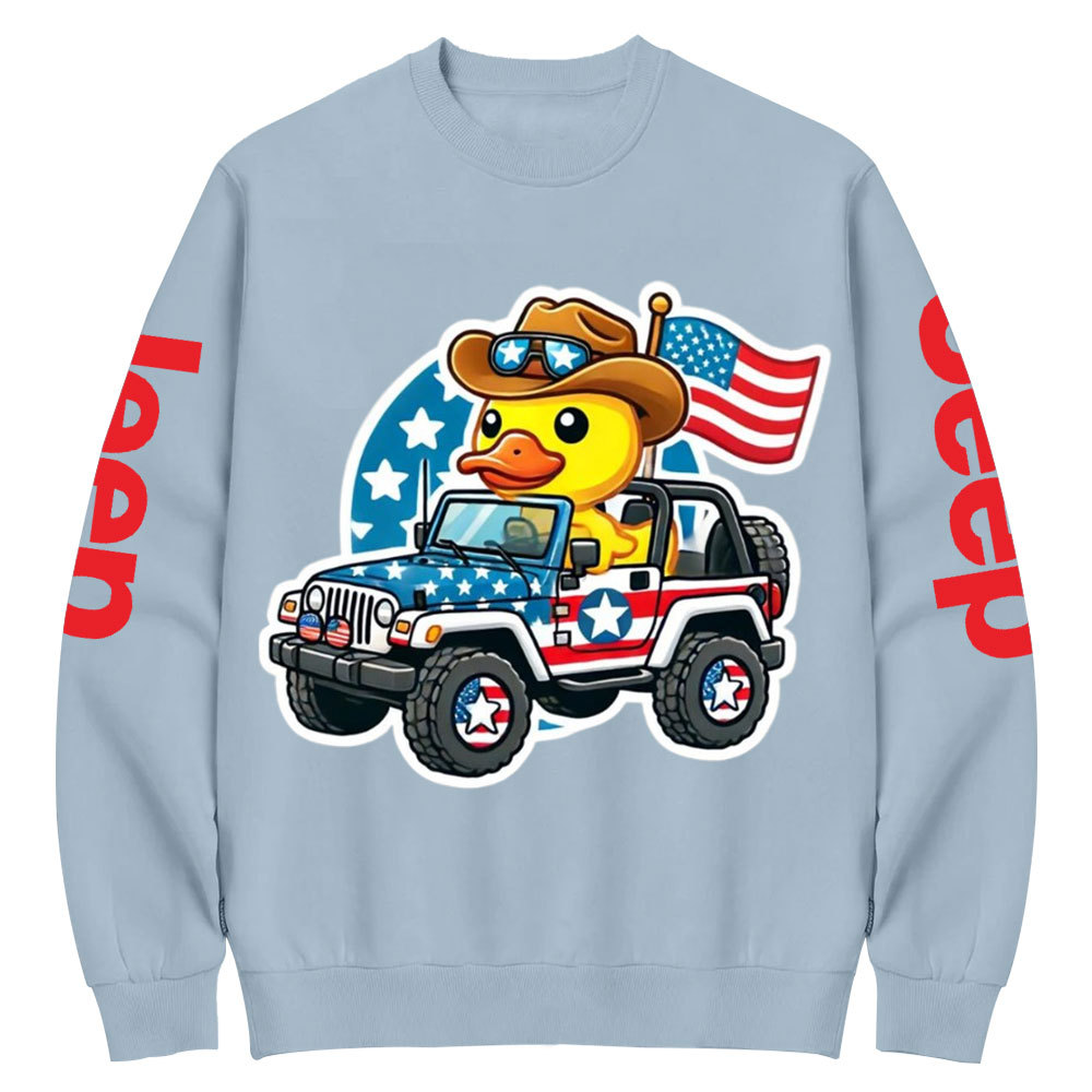 Patriotic All American Duck Duck Flag Jp Crew Neck Sweatshirt