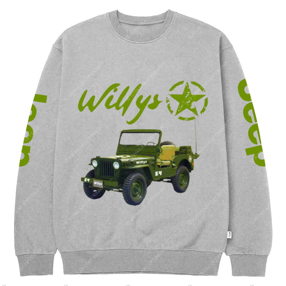 Willys Army Green Star Crew Neck Sweatshirt
