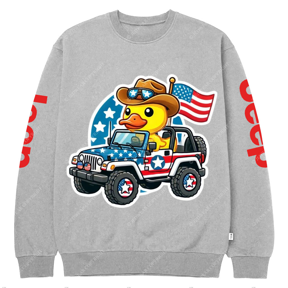 Patriotic All American Duck Duck Flag Jp Crew Neck Sweatshirt