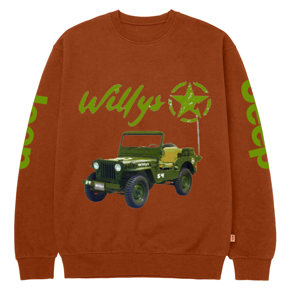 Willys Army Green Star Crew Neck Sweatshirt