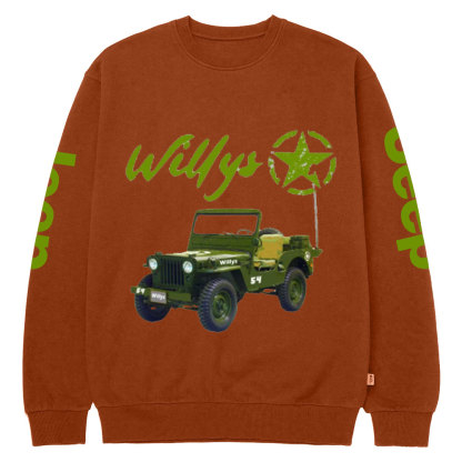 Willys Army Green Star Crew Neck Sweatshirt