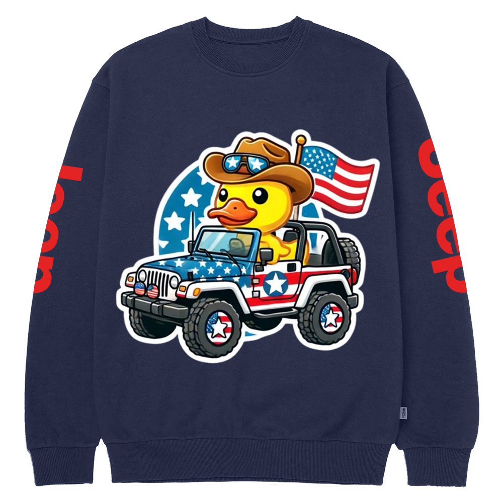 Patriotic All American Duck Duck Flag Jp Crew Neck Sweatshirt