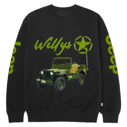 Willys Army Green Star Crew Neck Sweatshirt