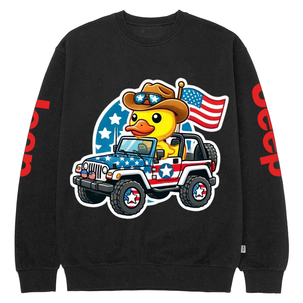 Patriotic All American Duck Duck Flag Jp Crew Neck Sweatshirt