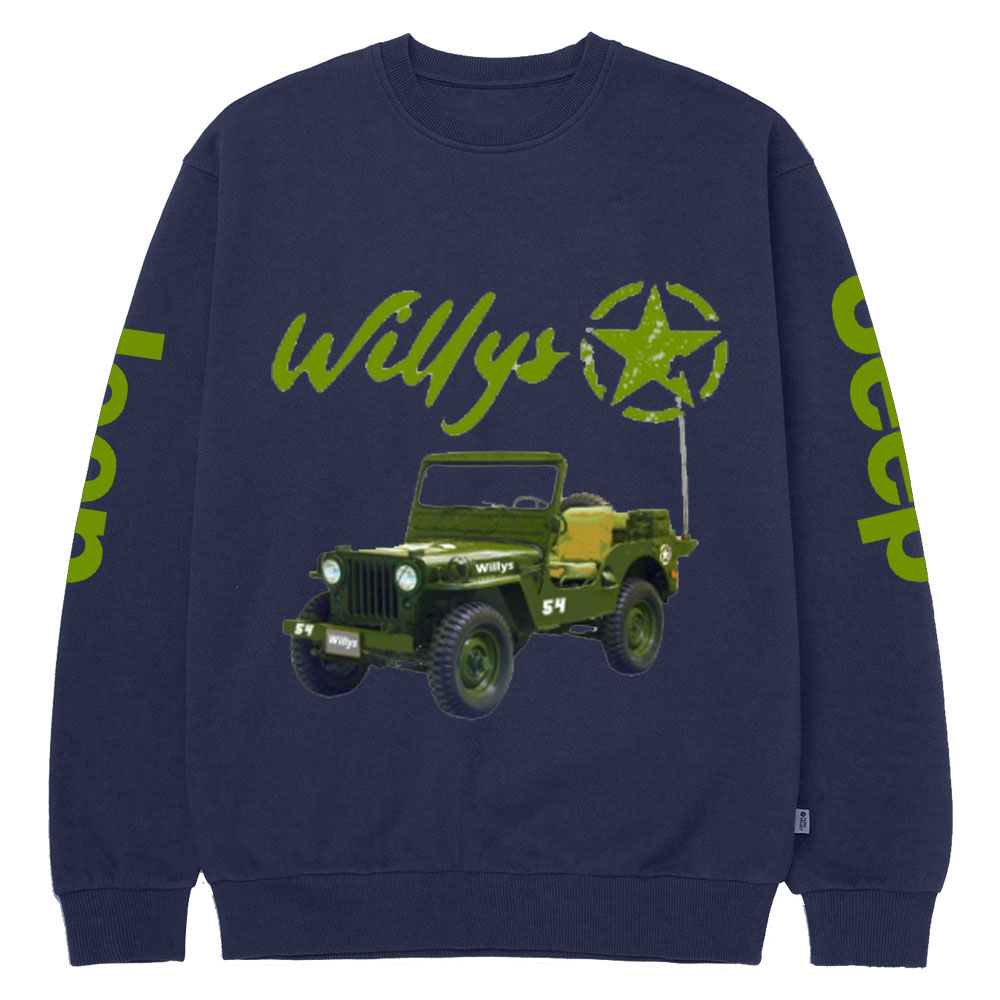 Willys Army Green Star Crew Neck Sweatshirt
